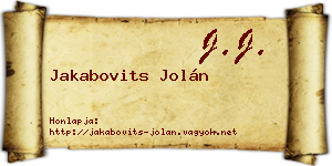 Jakabovits Jolán névjegykártya