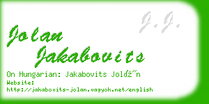 jolan jakabovits business card